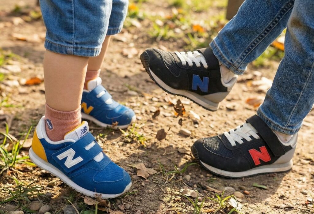 ニューバランス420のきょうだいお揃いコーディネート