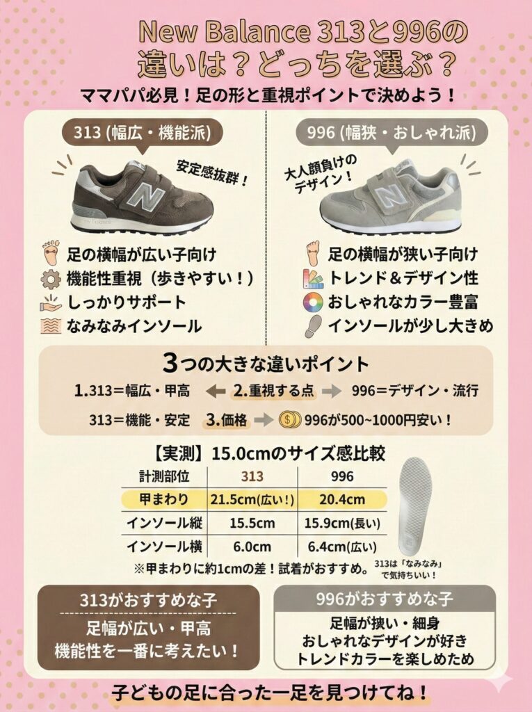 ニューバランス313と996の違い図解