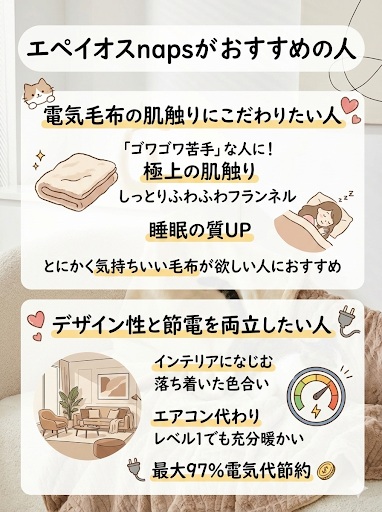 エペイオス電気毛布napsがおすすめの人