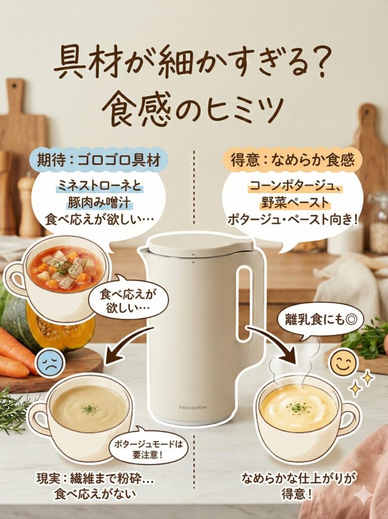 レコルトスープメーカー（自動調理ポット）について、「まずい」と感じた人の多くに共通する調理の癖