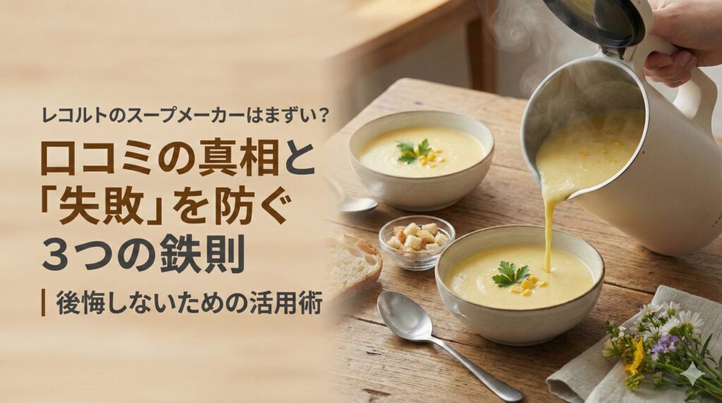 レコルトのスープメーカーはまずい？口コミの真相と「失敗」を防ぐ3つの鉄則｜後悔しないための活用術