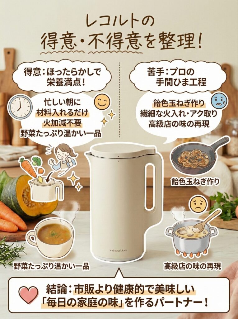 レコルトスープメーカー（自動調理ポット）が得意なこと・苦手なことを整理する