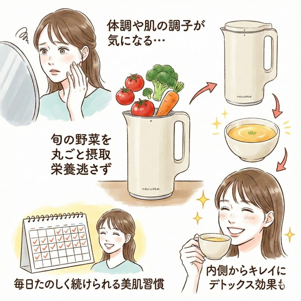 体調や肌の調子を整えたい人にレコルトスープメーカー（自動調理ポット）がおすすめ