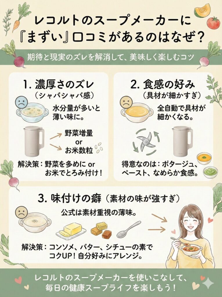 レコルトスープメーカー（自動調理ポット）にまずいという口コミがある理由