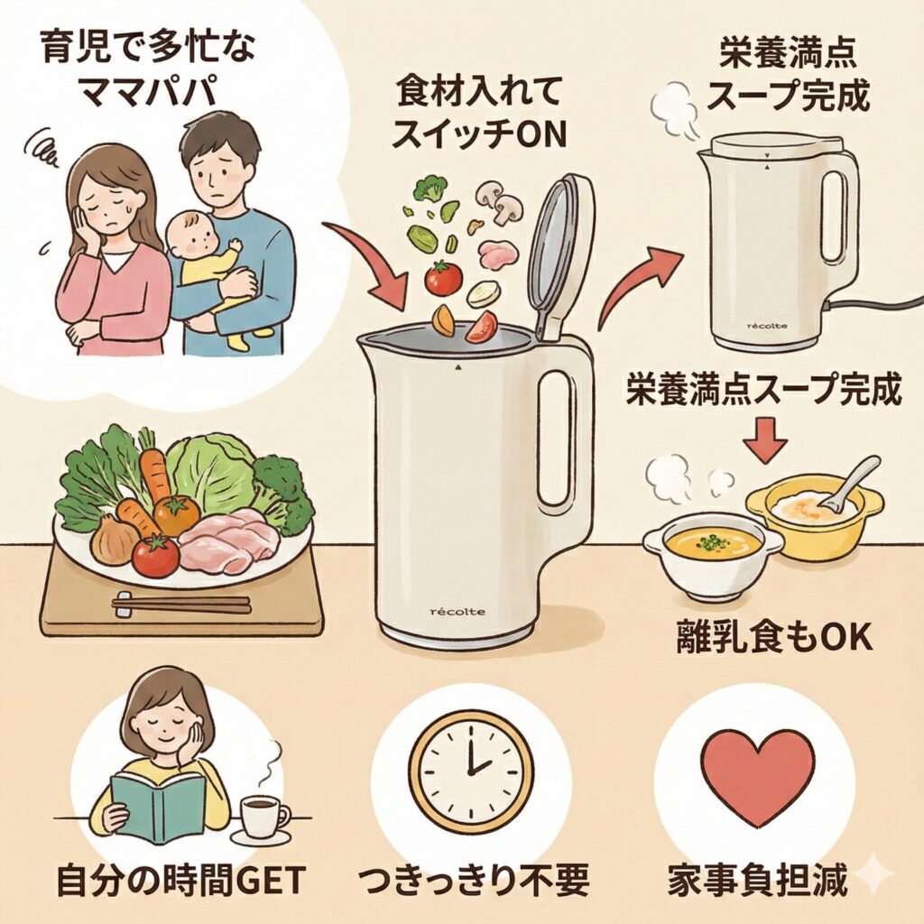 育児で多忙なママパパにレコルトスープメーカー（自動調理ポット）がおすすめ